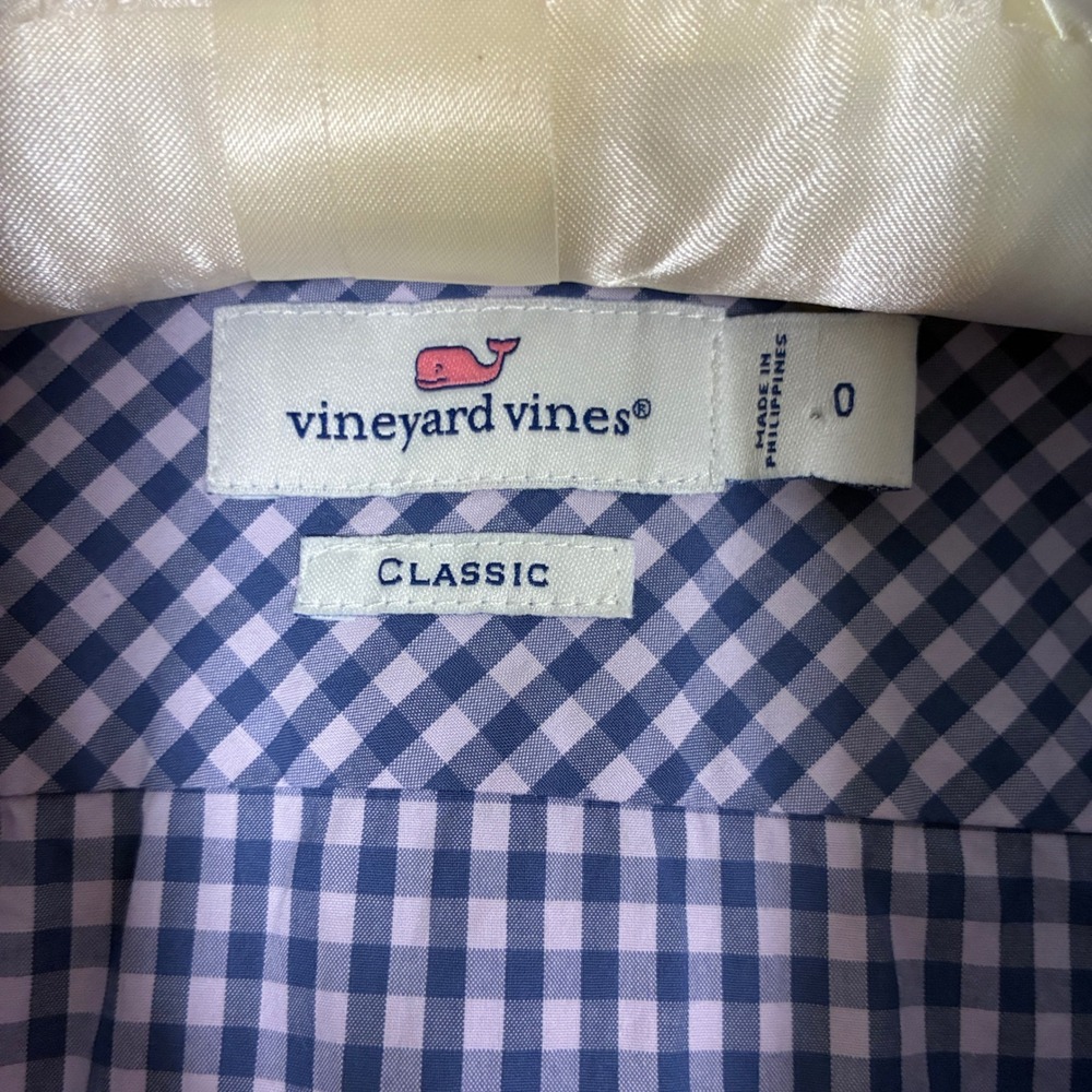 Vineyard Vines Button Up Size 0 Classic blue white‎ gingham top blouse - Picture 4 of 11